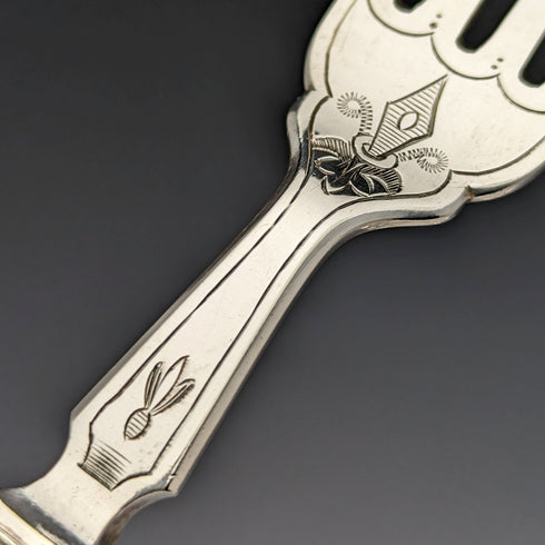 Late 19th Century British Antique Silver Plated Fish Cutlery 6 Pair Set in Wooden Box Martin & Hall
